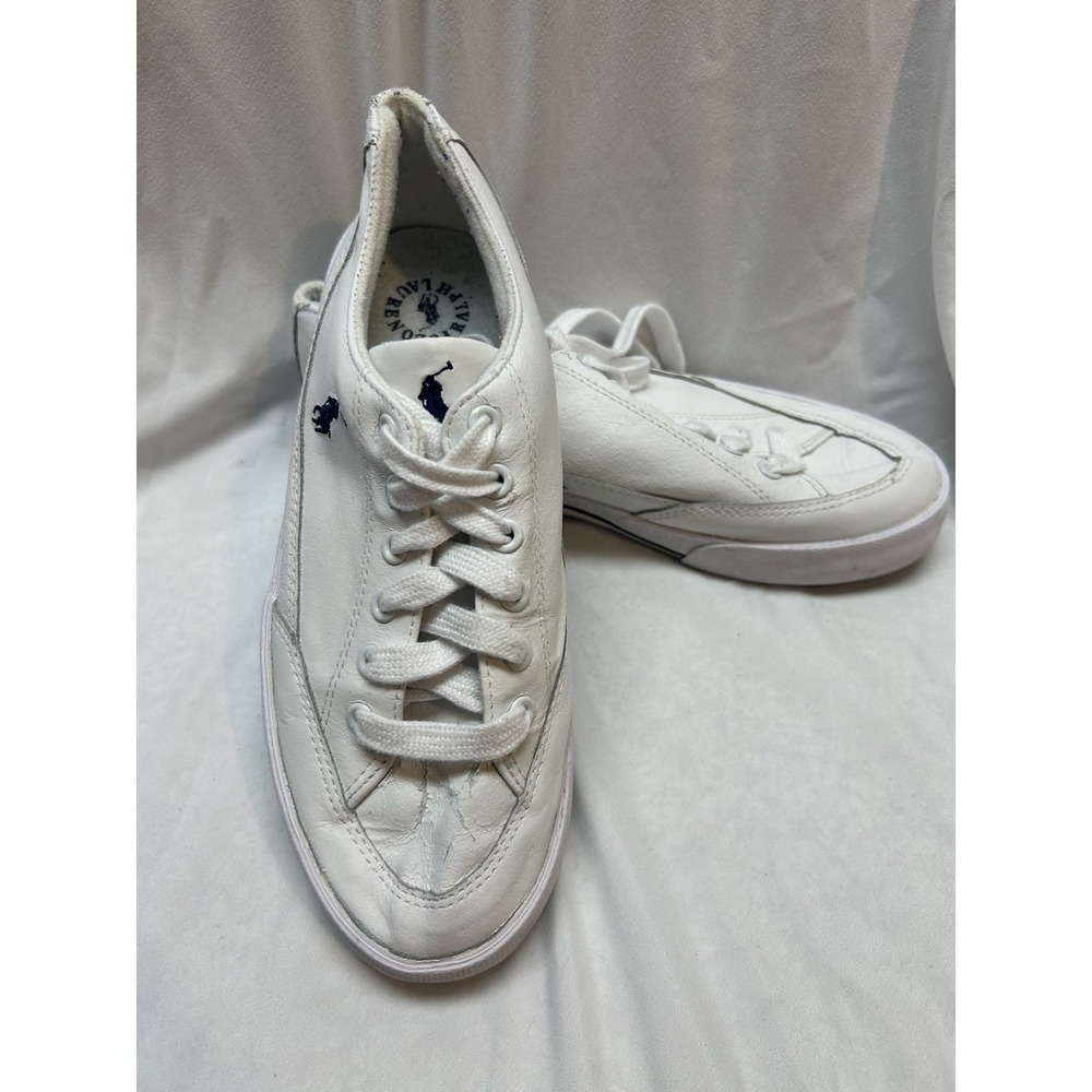 Polo Ralph Lauren Men's White Leather Lace-Up Logo Casual Sneakers 8D
